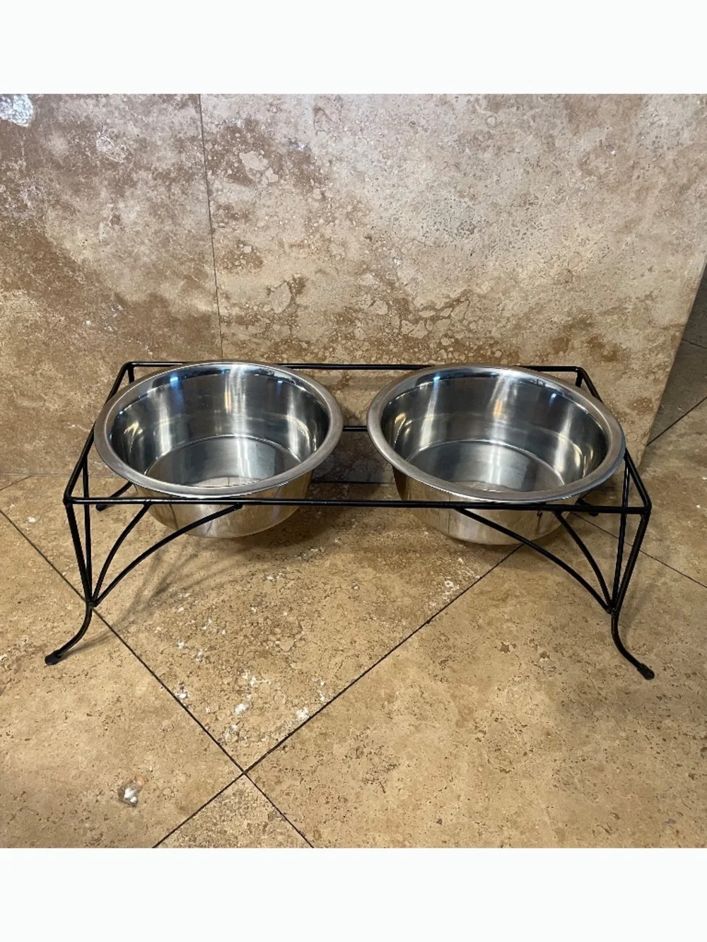 Dog food Stand with 2 bowls (food, water) pet feeder station, metal steel